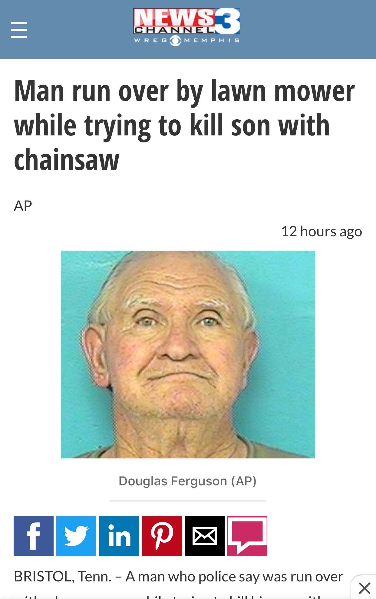 Man run over by lawn mower while trying to kill son with chainsaw