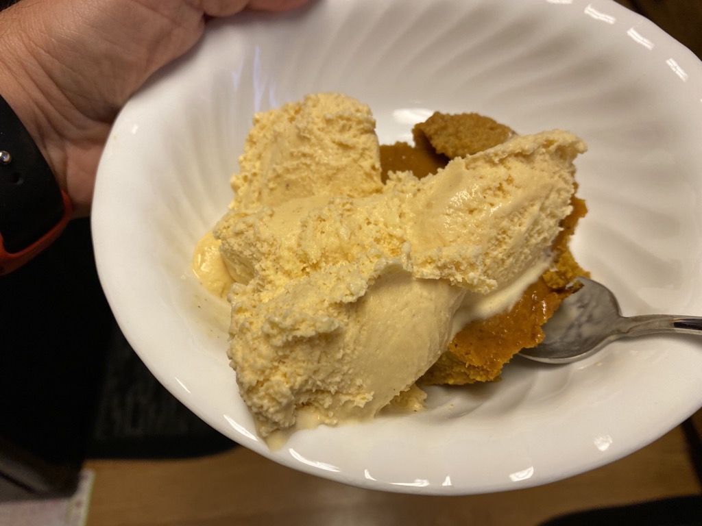 Last Fair Food at home, pumpkin dumplings with pumpkin ice cream