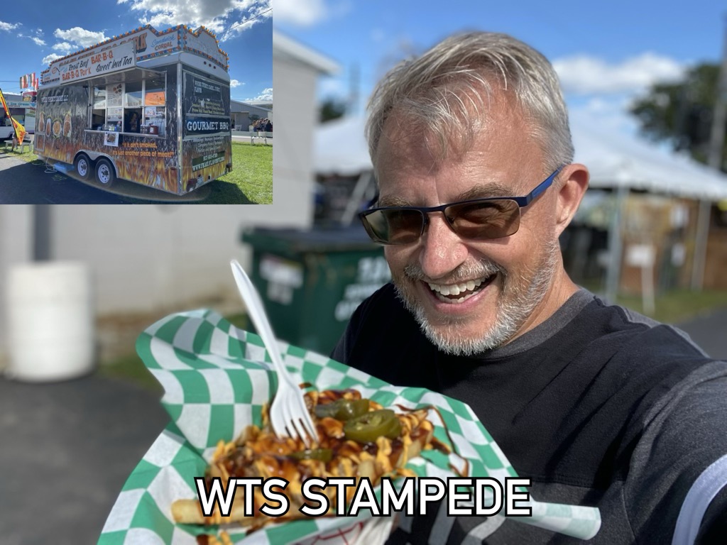 WTS Stampede – Fries, pulled pork, cheese, BBQ sauce, and jalapeños