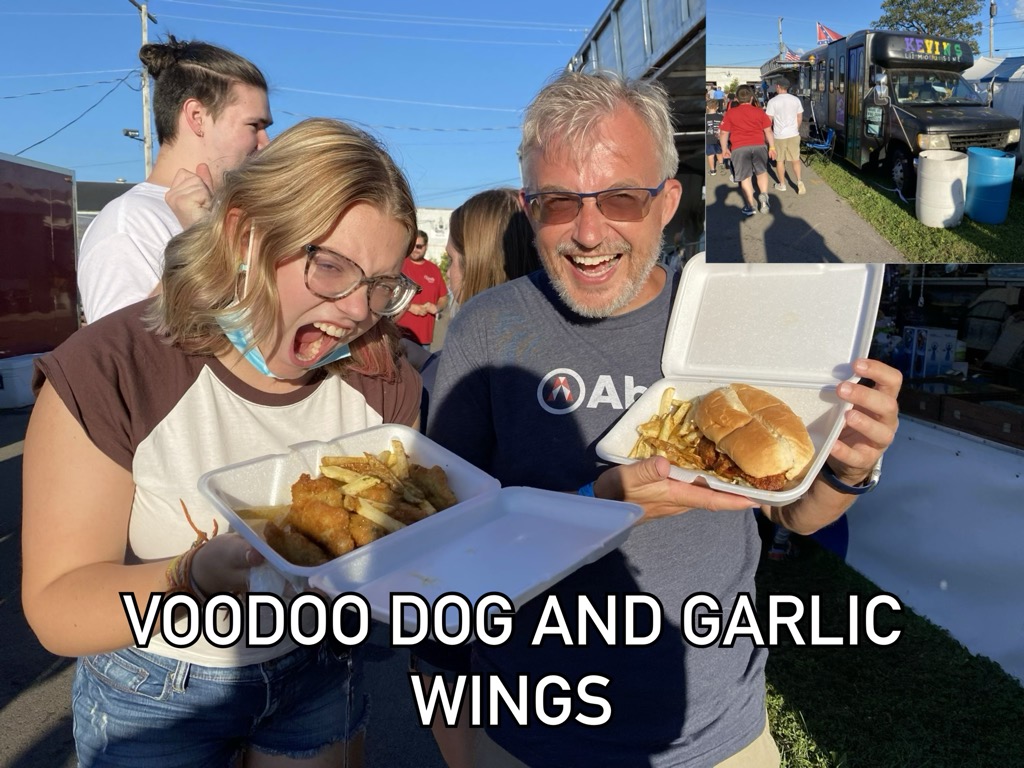 Voodoo dog and garlic wings!!