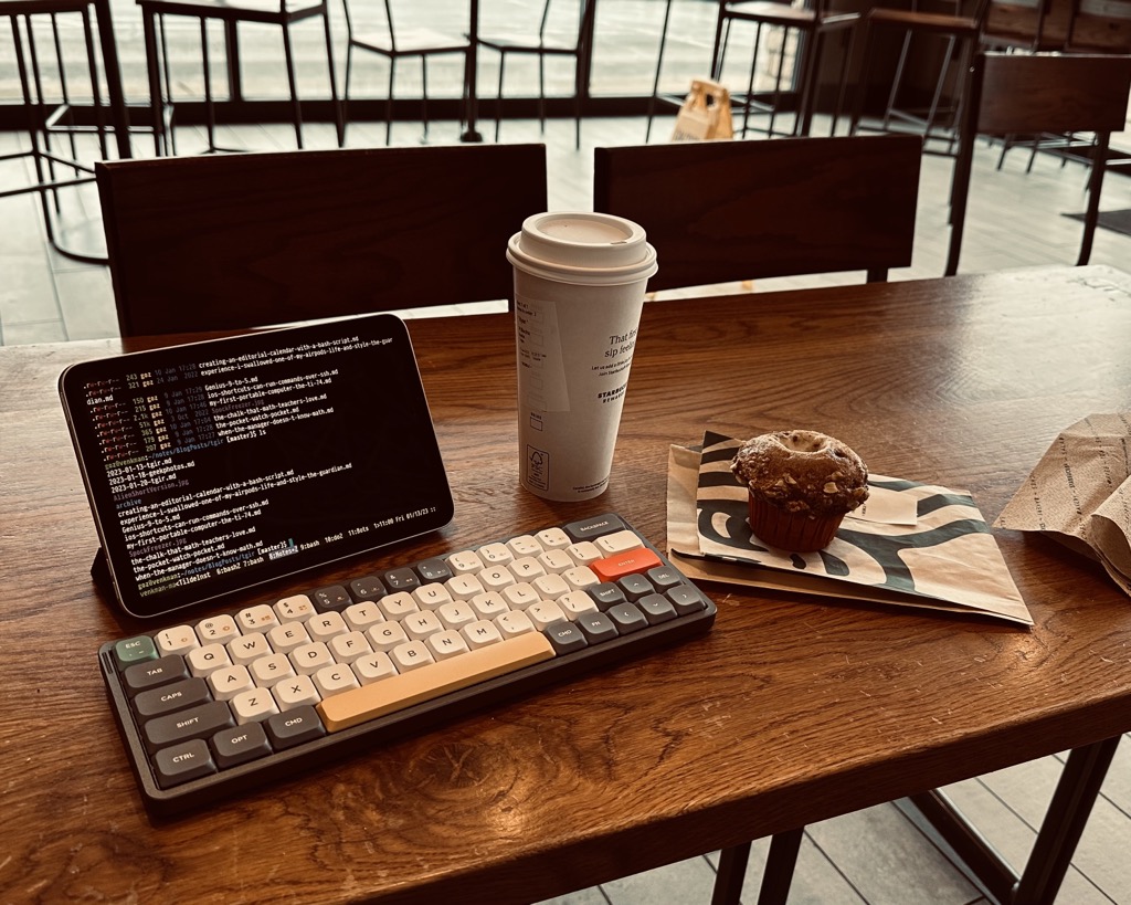 My pretentious Starbucks writing setup
